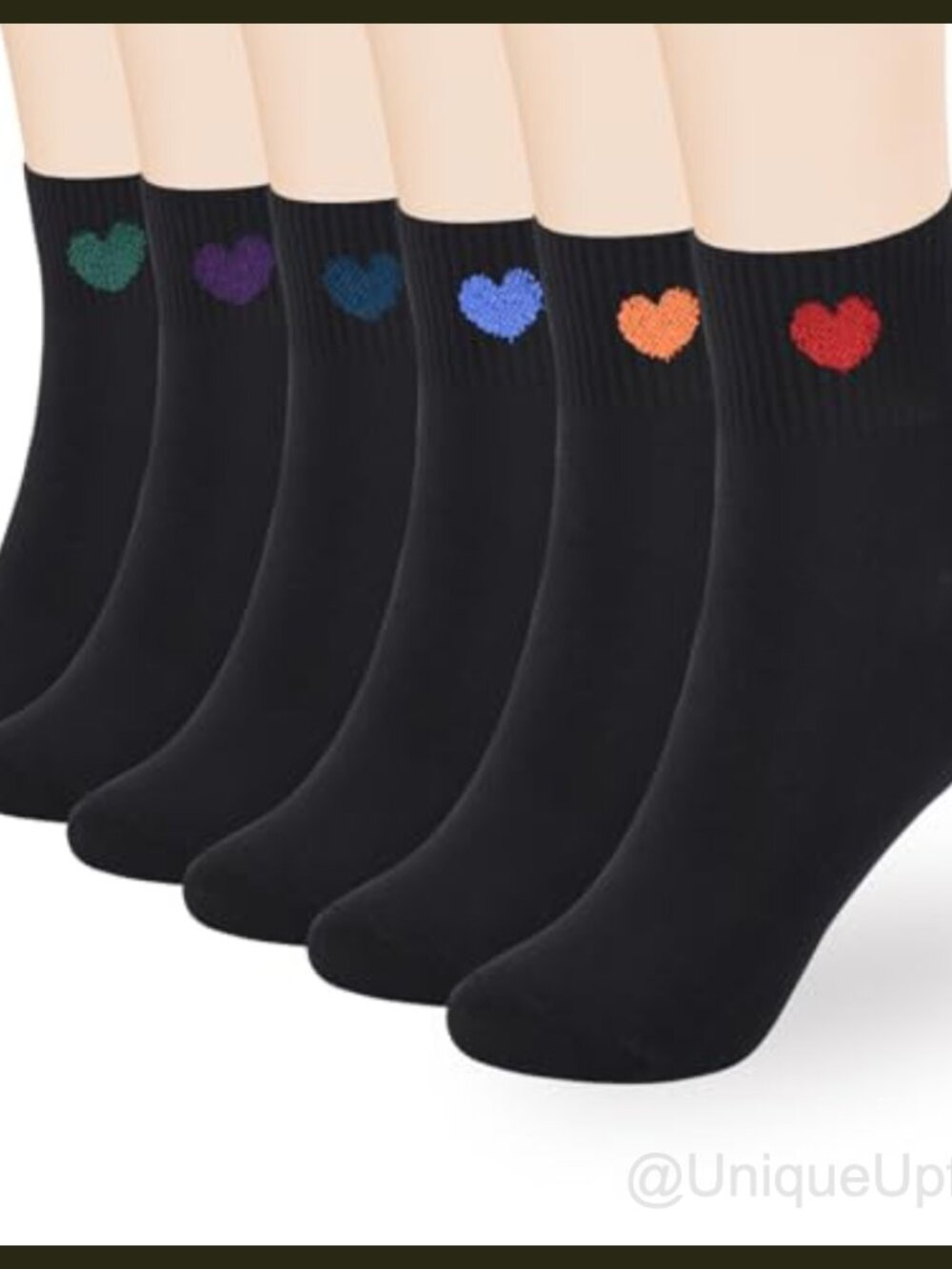 Womens Cotton Blend Crew Socks Ankle High Novelty Heart 6 Pairs Gift Box